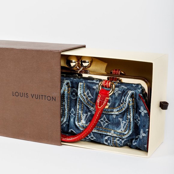 Louis Vuitton Monogram Denim Red Alligator Sac Fermoir GM - Picture 12 of 12
